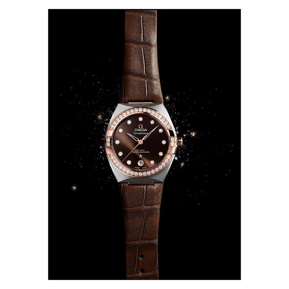 OMEGA Constellation 36mm Brown PVD Dial Rose Gold Diamond Set BezelBrown Strap Watch image number 6