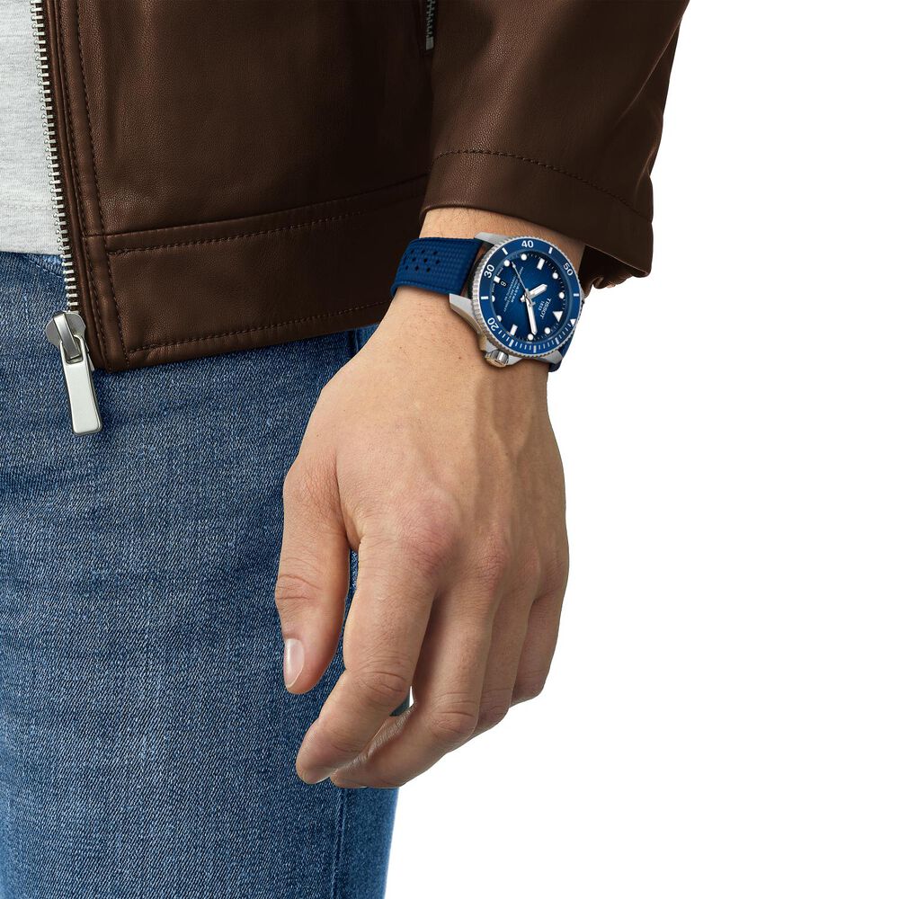Tissot Seastar 2000 44mm Blue Gradient Dial Leather Strap Watch