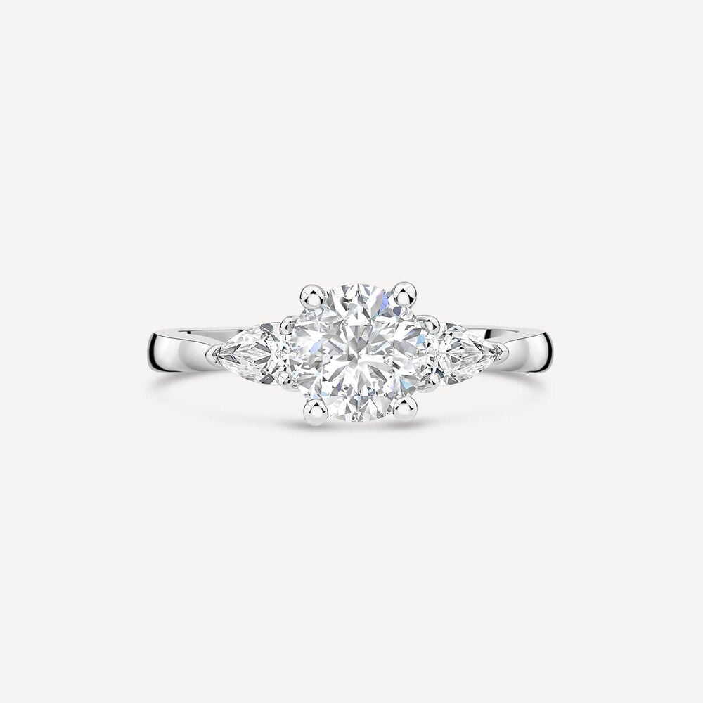 Born Platinum 1.40ct Round Brilliant & Pear Sides Ring image number 1