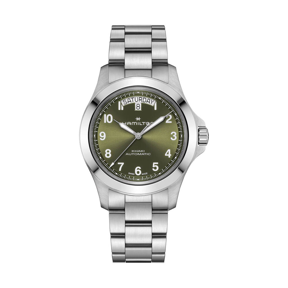 Hamilton Khaki Field King Day-Date 40mm Green Dial Steel Bracelet Watch