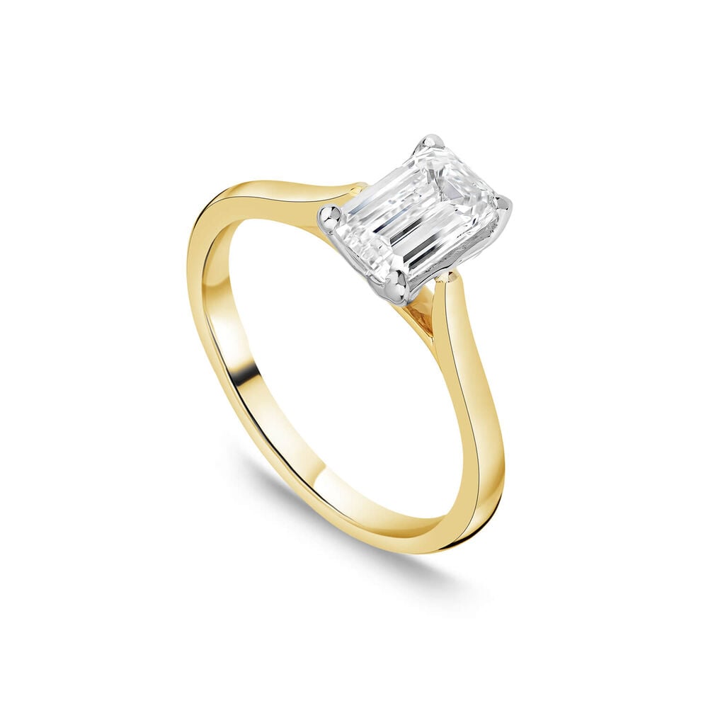 Born 18ct Yellow Gold 1.50ct Lab Grown Emerald Cut Diamond Ring image number 0