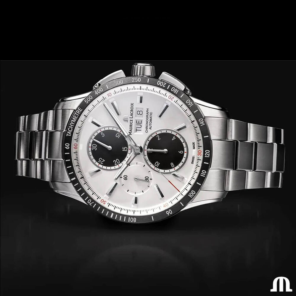 Maurice Lacroix Pontos S Chronograph 43mm White & Grey Panda Dial Bracelet Watch