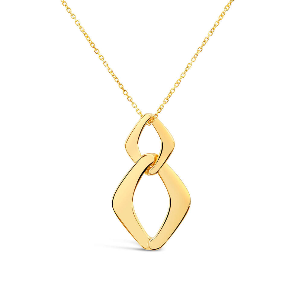 9ct Yellow Gold Open Polished 2 Interlink Diamond Shape Pendant