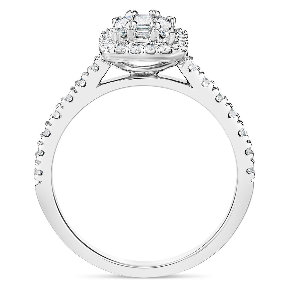Platinum 0.65ct Diamond Emerald Cut Cluster Ring image number 2
