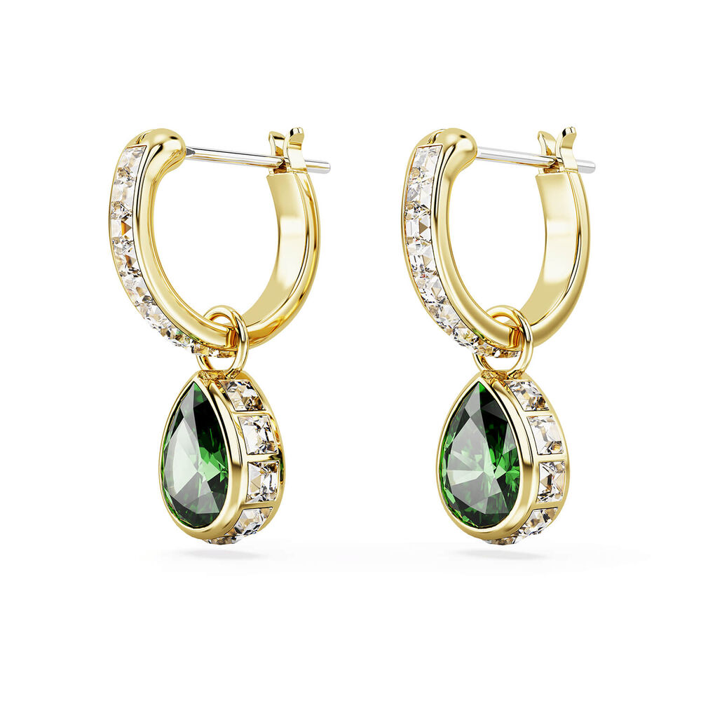 Swarovski Chroma Crystals & Green Cubic Zirconia 18ct Yellow Gold Finished Stud Earrings