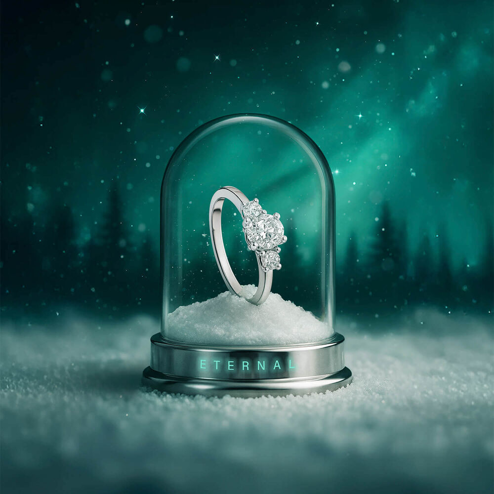 Northern Star 0.55ct Diamond Three Stones Oval Centre & Round Sides Platinum Ring image number 3