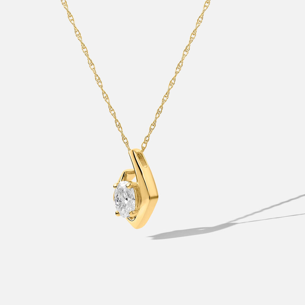 Born Kissed with Diamonds 9ct Yellow Gold Lab Grown 0.20ct Oval Diamond Split Shaped Pendant