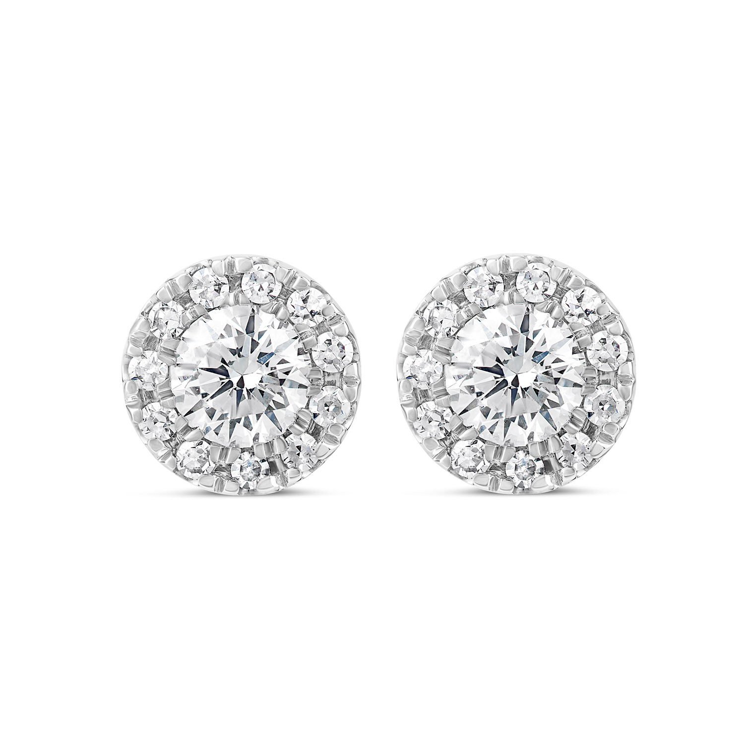 White gold deals diamond halo earrings