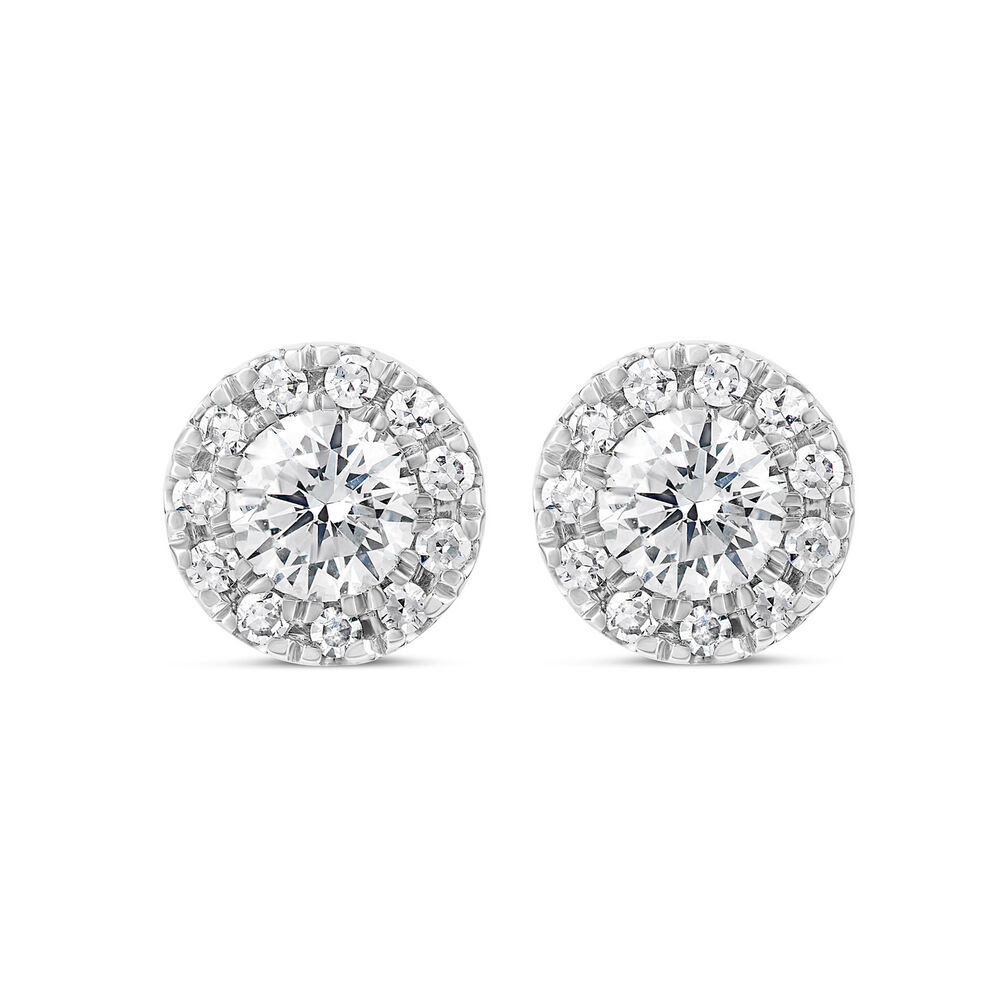 9ct White Gold 0.33ct Diamond Halo Stud Earrings image number 0