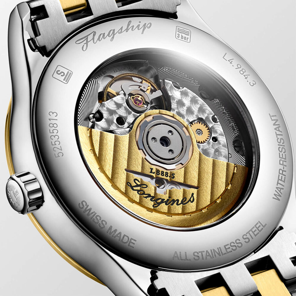 Longines Elegance Flagship Classic 40mm White Dial Yellow Gold PVD Steel Bracelet Watch image number 3