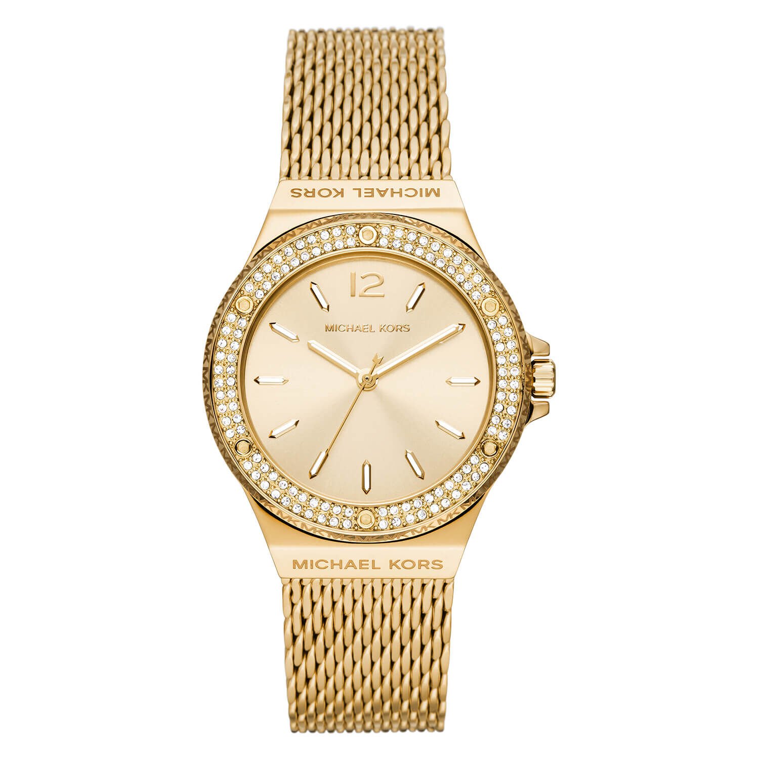 Michael Kors Harlowe 38mm Beige Crystal Dial Bezel Bracelet Watch