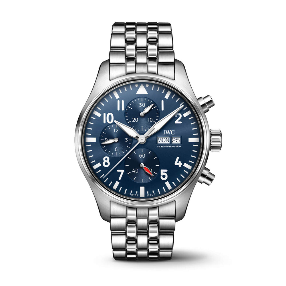 IWC Schaffhausen Pilot's Chronograph 43mm  Blue Dial Steel Bracelet Watch image number 0