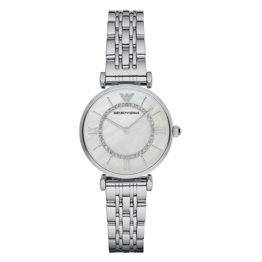 Emporio Armani ladies' stone-set stainless steel bracelet watch