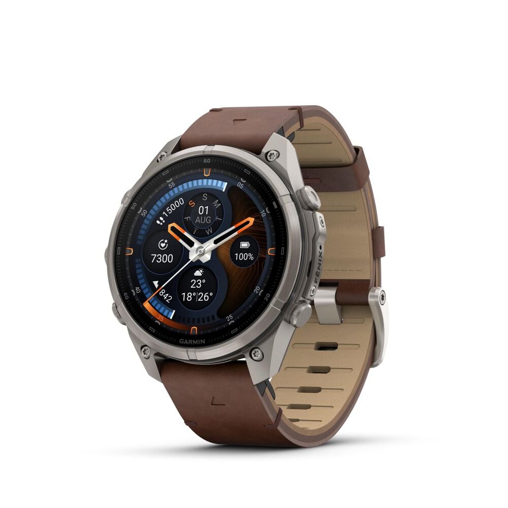 Garmin fenix 9 Pro 47mm Titanium Walnut Leather Strap Watch