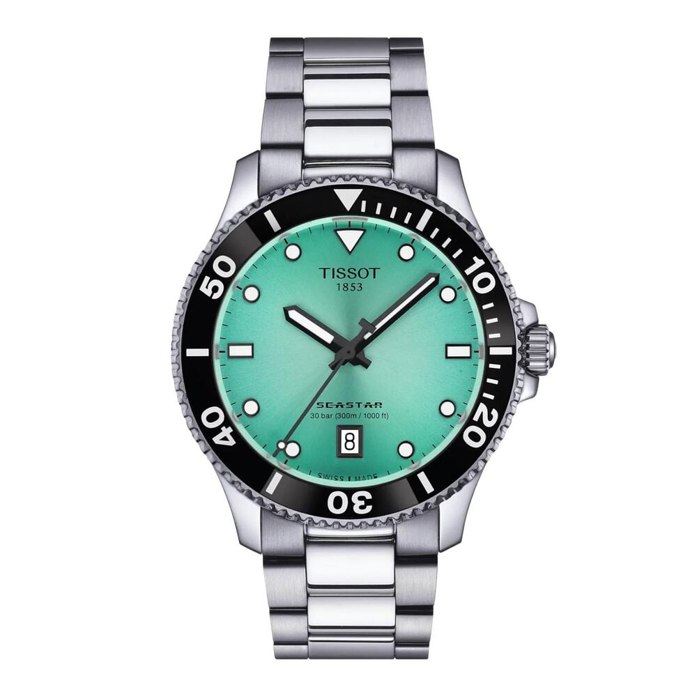 Tissot Seastar 1000 Quartz 40mm Turquoise Dial Steel Bracelet Watch