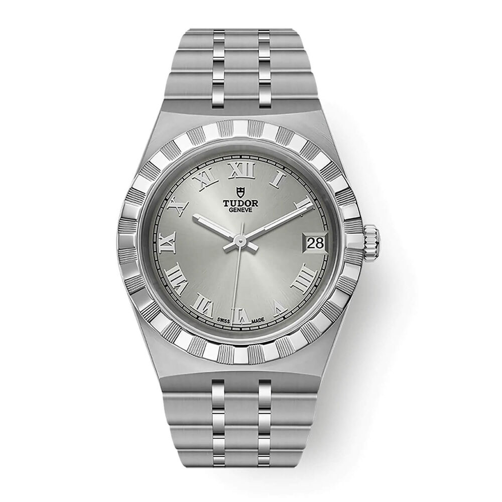 TUDOR Royal 34mm Silver Roman Numeral Dial Bracelet Watch