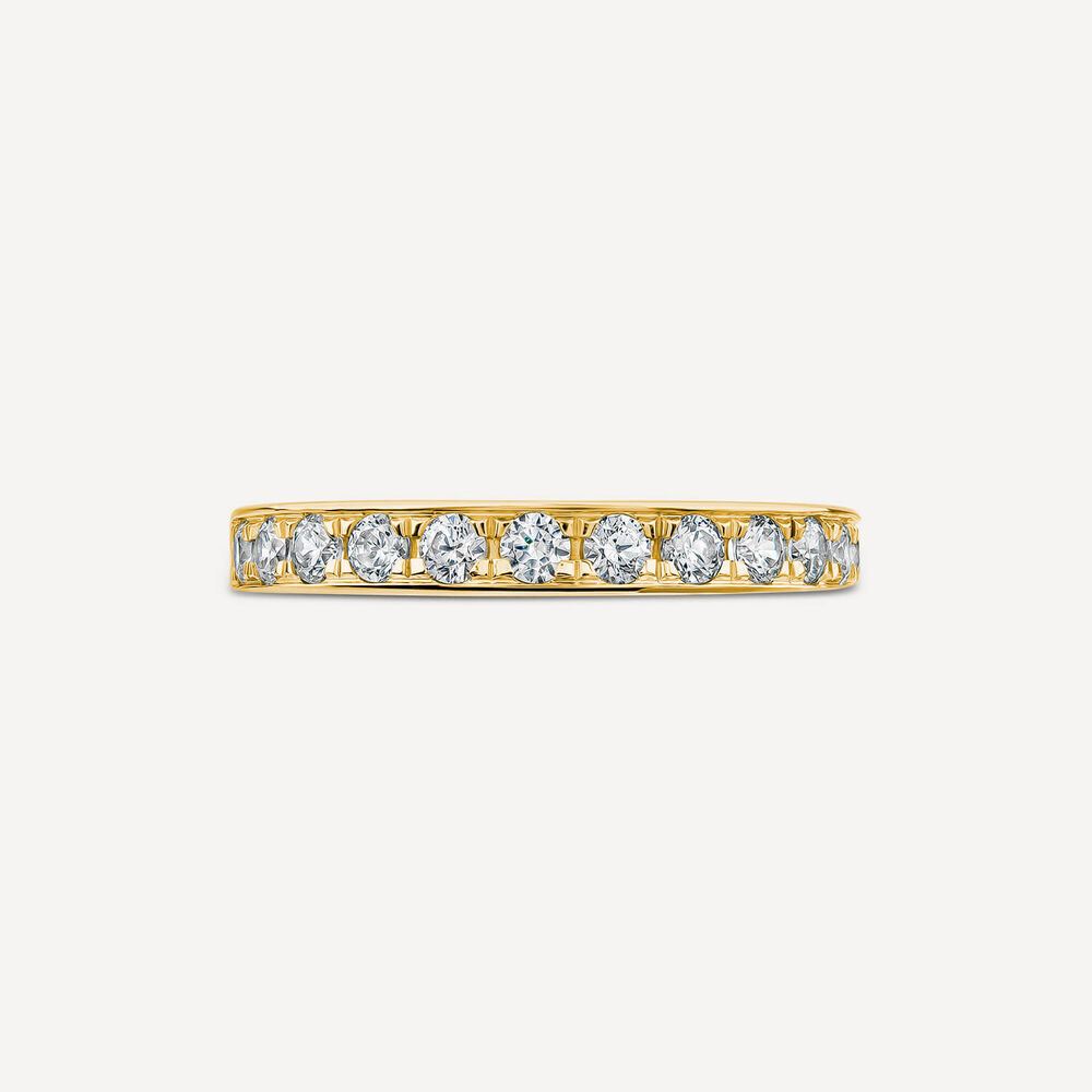18ct Yellow Gold 3mm 0.50ct Diamond Pave Set Wedding Ring- (Special Order) image number 1