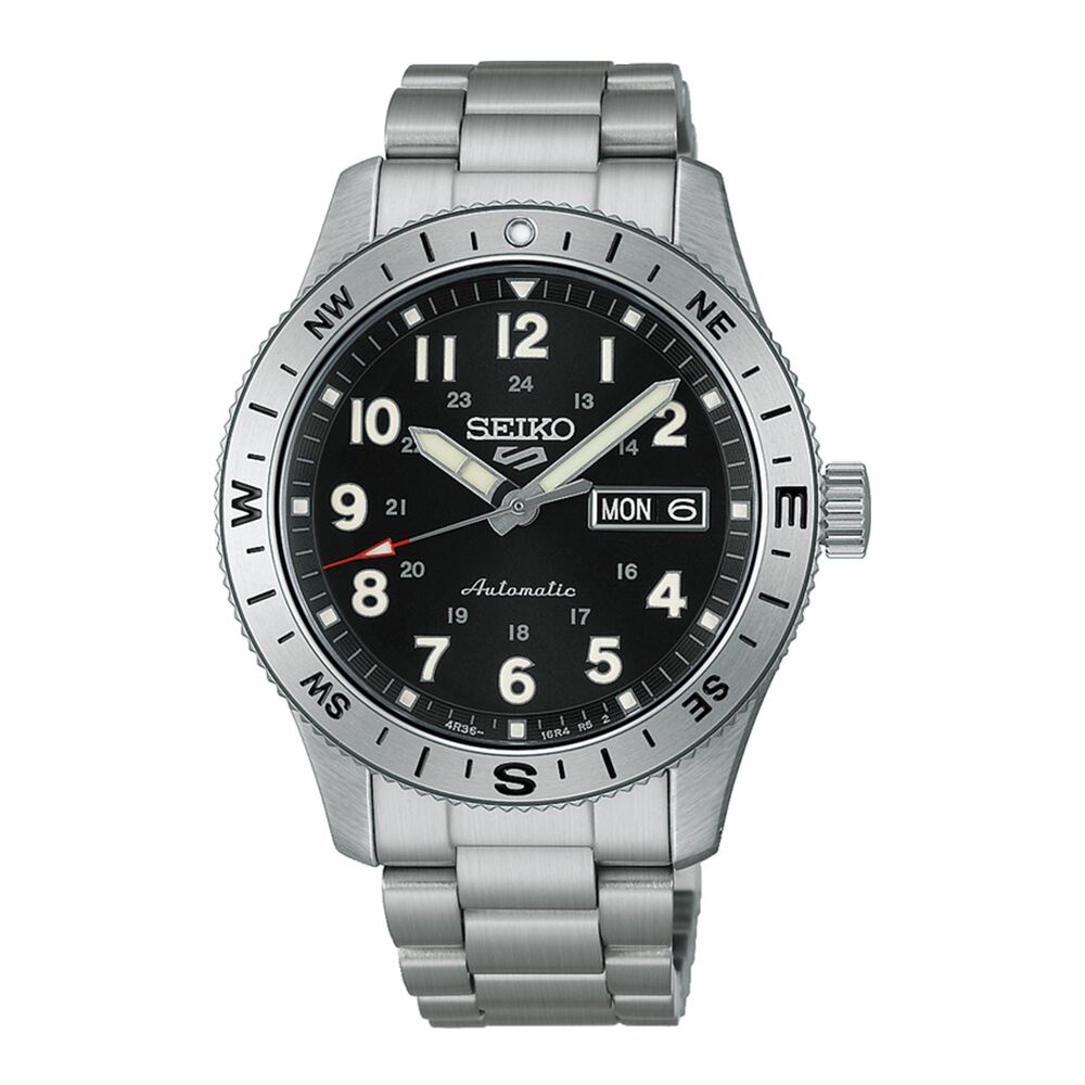 Seiko 5 Sports Field Camo Black 41mm Dial Stainless Steel Bracelet Watch
