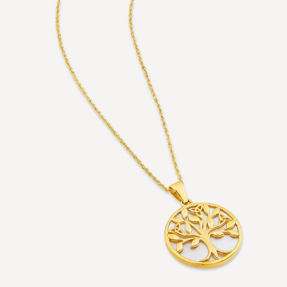 9ct Yellow Gold Mother of Pearl Tree of Life Pendant image number 2
