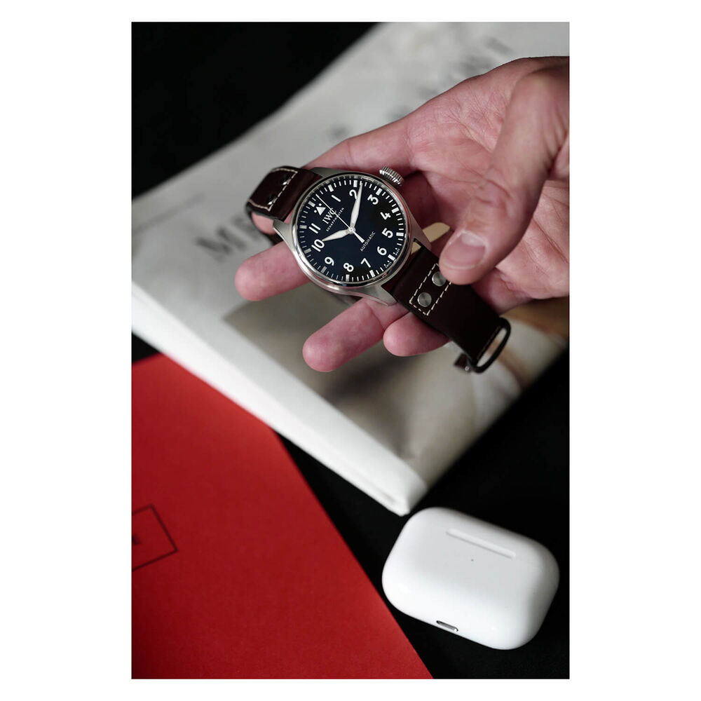 IWC Schaffhausen Big Pilot's Watch 43 Black Dial Brown Strap Watch image number 11