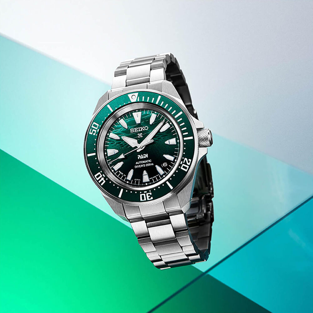 Seiko Prospex PADI 60th Anniversary 4R Compact Underwater Green 41mm Dial Steel Bracelet Watch image number 3