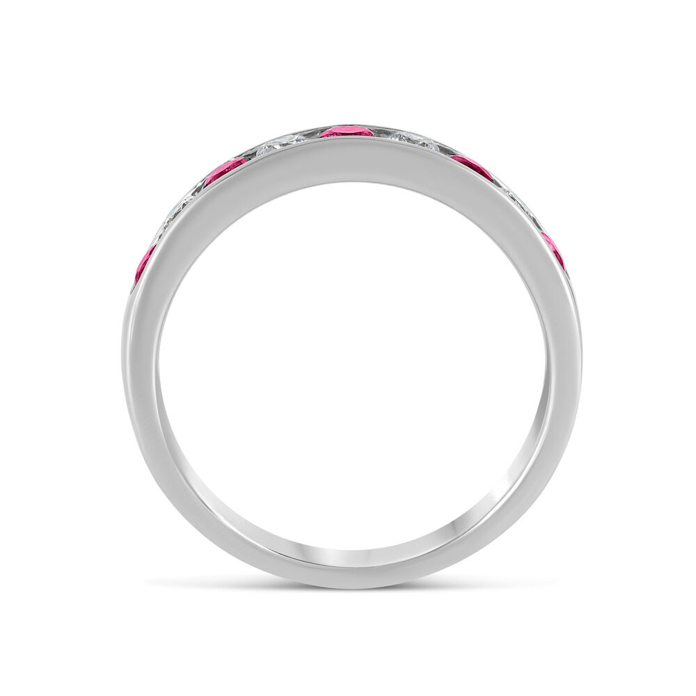 18ct white gold ruby and 0.28 carat diamond ring image number 2