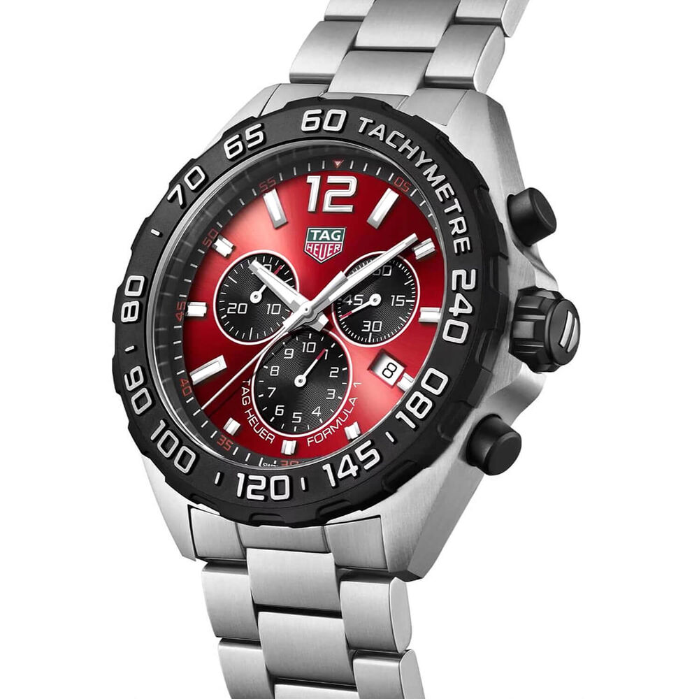 TAG Heuer Formula 1 Chronograph 43mm Red Dial Stainless Steel Bracelet Watch image number 1