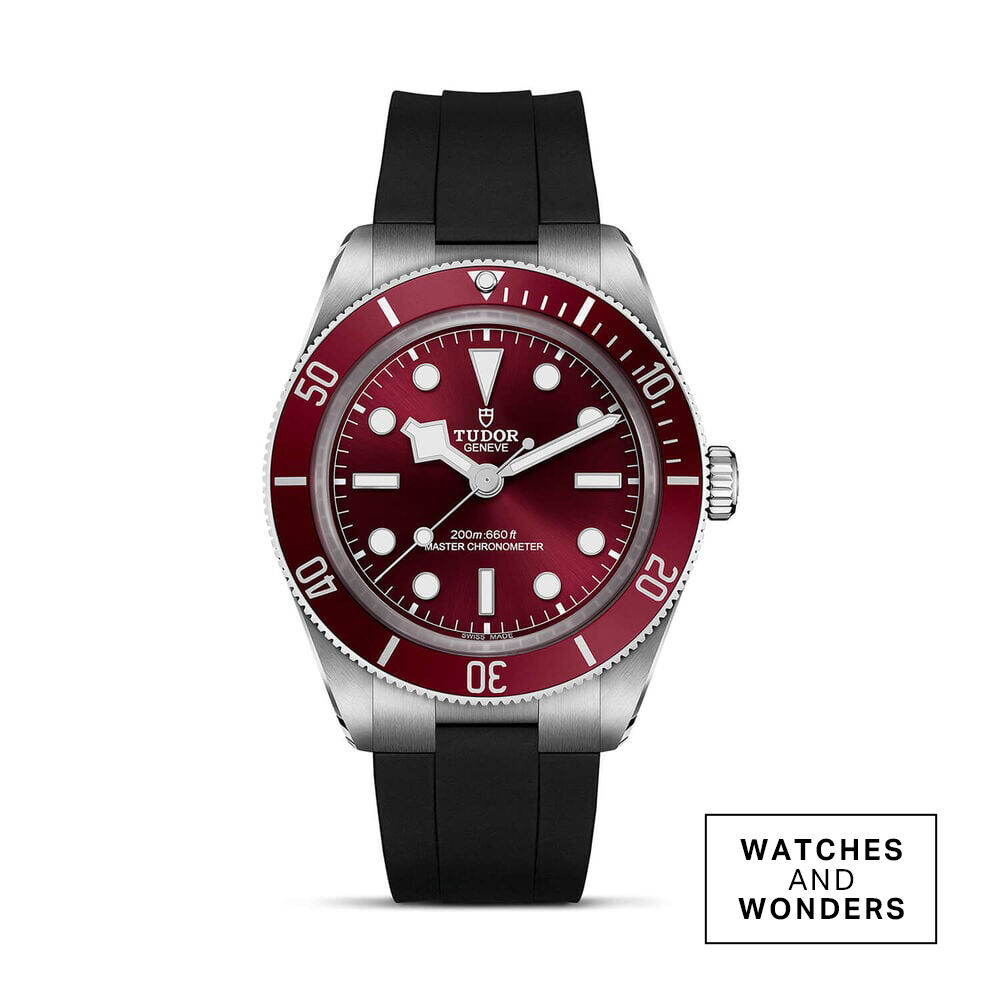TUDOR Black Bay 58 39mm Burgundy Dial Black Rubber Strap Watch
