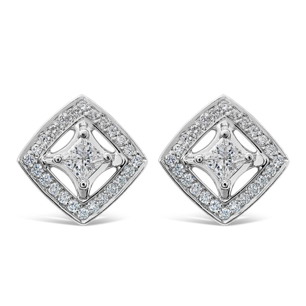 18ct White Gold 0.32 Diamond Shape Earrings image number 0