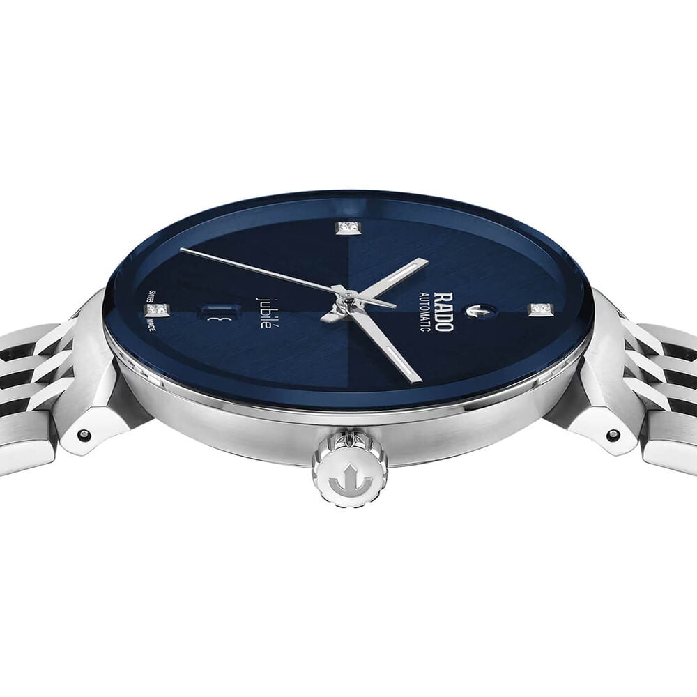 Rado Florence Automatic 39mm Blue Dial Diamond Dots Steel Bracelet Watch image number 2