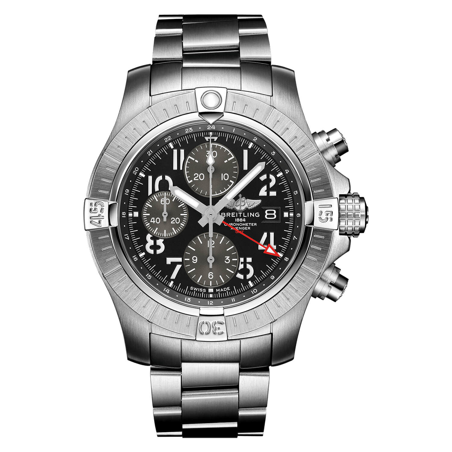 Breitling avenger 2 gmt black steel clearance