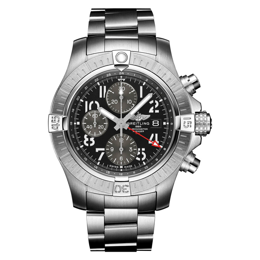 Breitling Avenger GMT 45mm Black Chronograph Dial Bracelet Watch