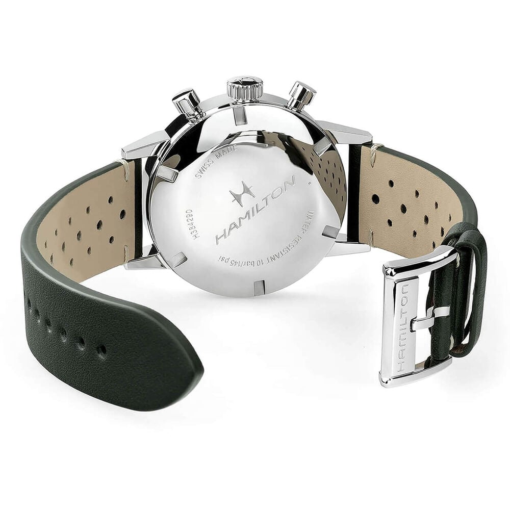 Hamilton American Classic 40mm Green Dial Green Leather Strap Chronograph Watch