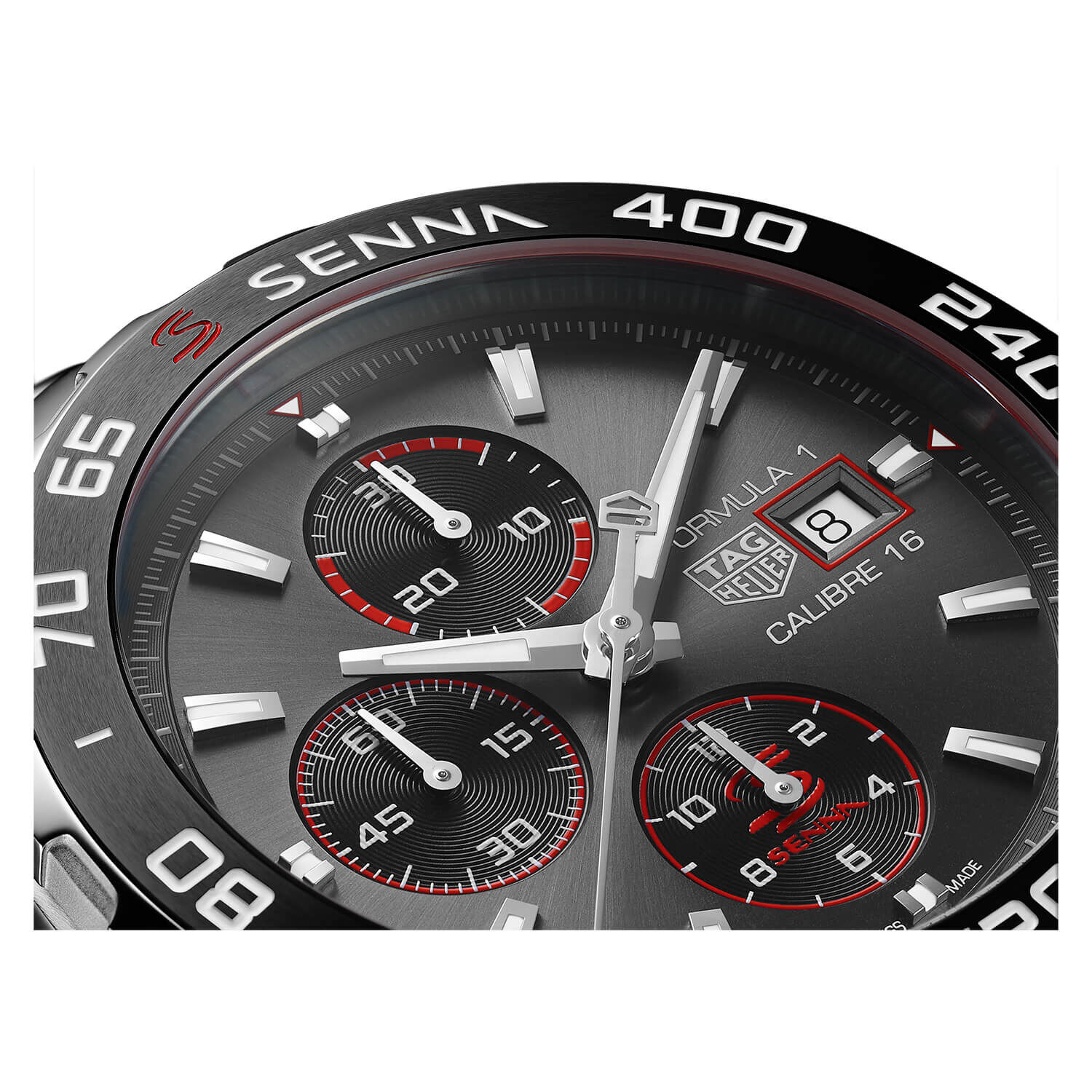 TAG Heuer Formula 1 Chronograph x Senna 44mm Black Dial Stainless Steel Bracelet Watch