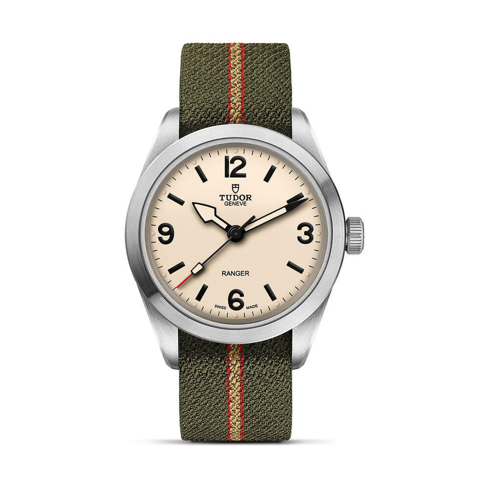 TUDOR Ranger 39mm Dune White Dial Green Fabric Strap Watch