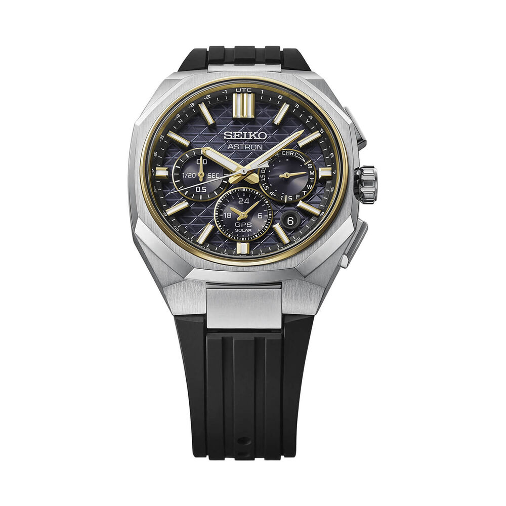 Seiko Astron 'Tesselate' 5X63 Celestial Gold Dial Silicone Strap Watch