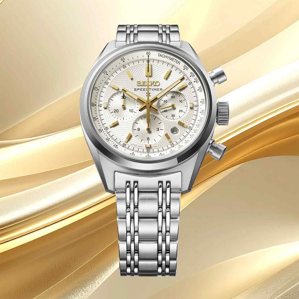 Seiko Prospex Speedtimer 145th Anniversary Limited Edition 42mm White Dial Chronograph Watch image number 7