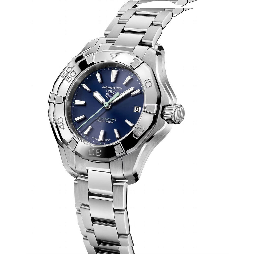 TAG Heuer Aquaracer Professional 200 Solargraph 34mm Blue Dial Stainless Steel Bracelet Watch image number 1
