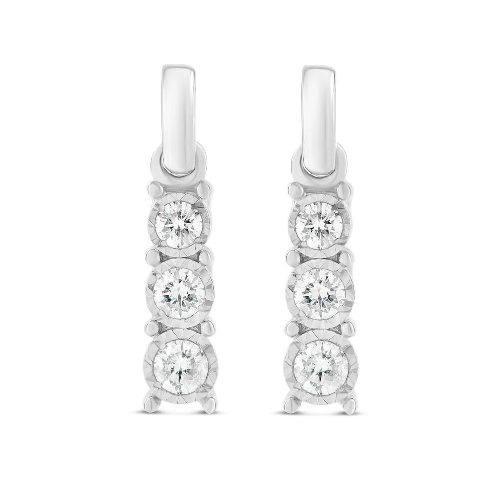9ct White Gold 0.30ct Diamond Trilogy Earrings
