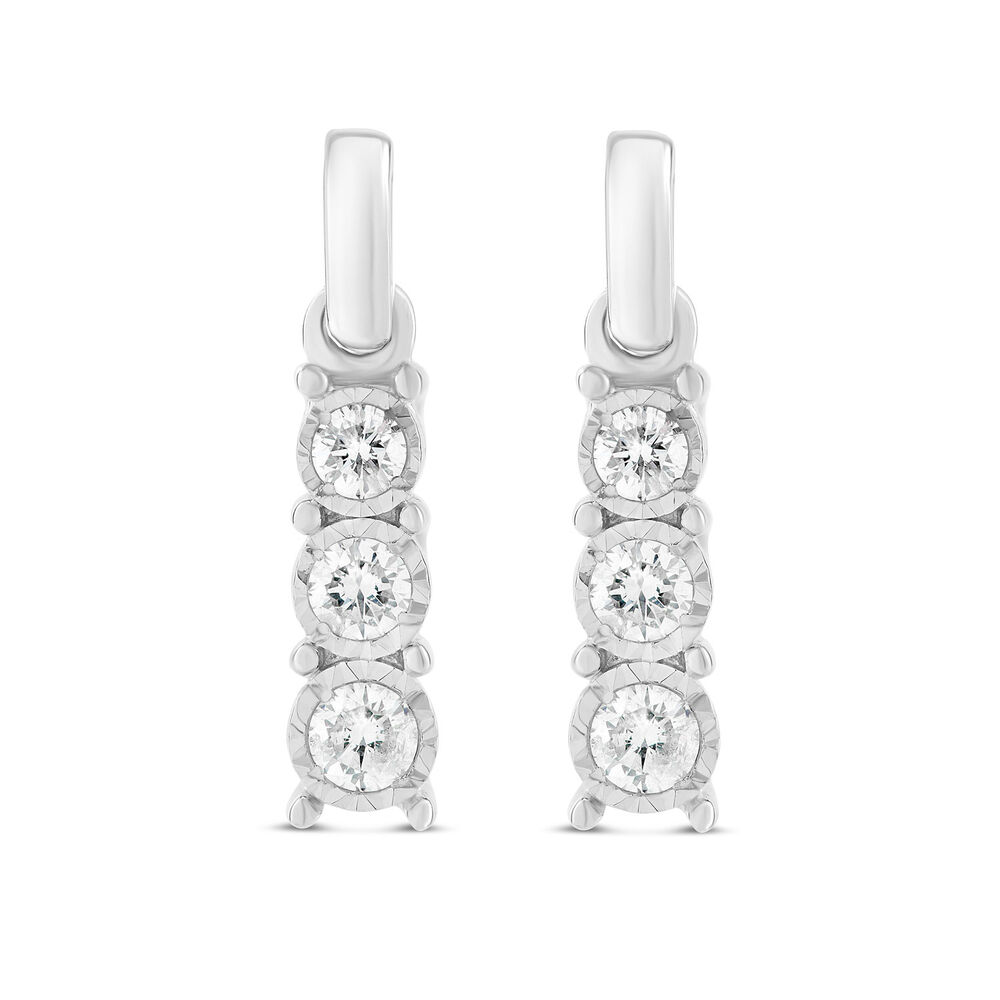 9ct White Gold 0.30ct Diamond Trilogy Earrings image number 0