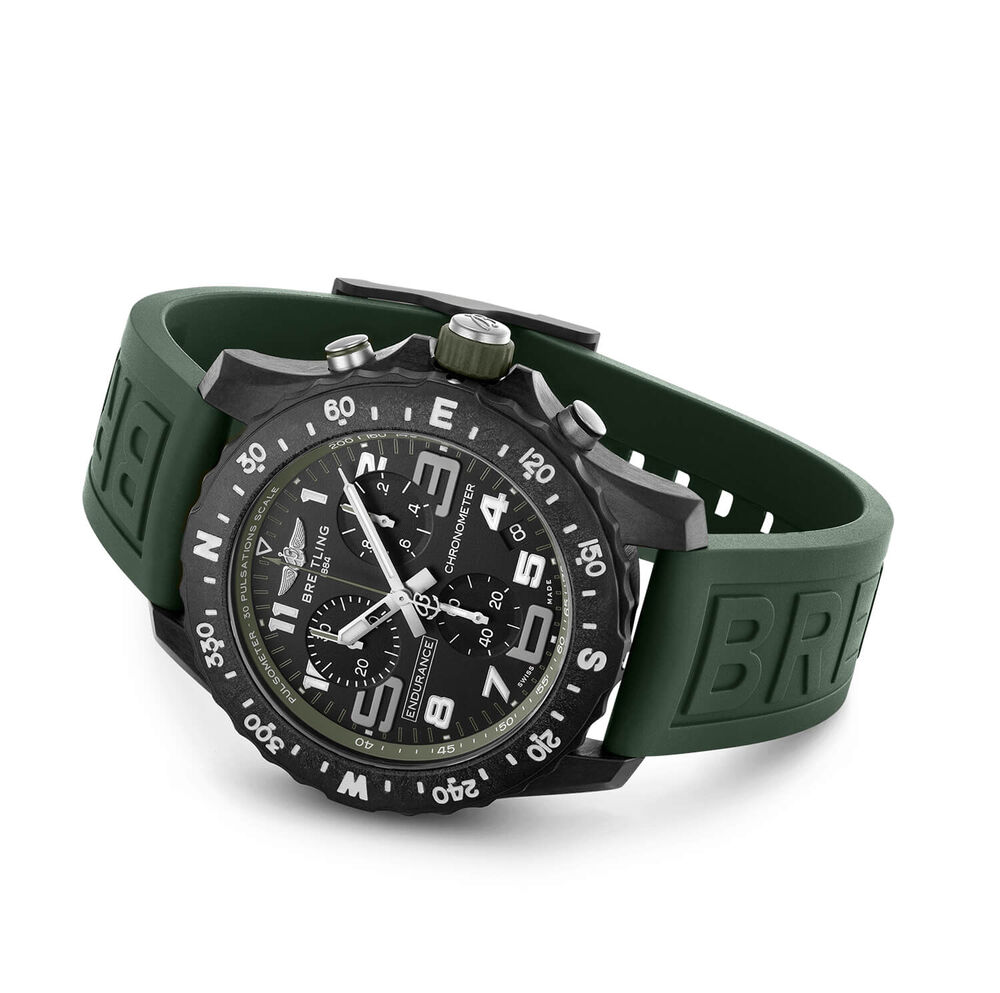 Breitling Endurance Pro 44mm Chronograph Black Dial Green Rubber Strap Watch image number 2