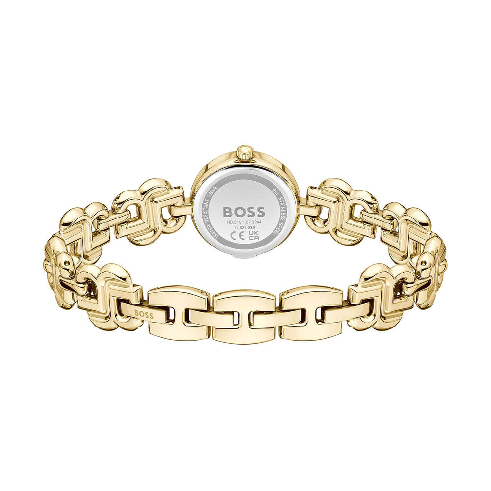 BOSS Double B 23mm Gold Dial Stainless Steel Monogram Bracelet Watch image number 2