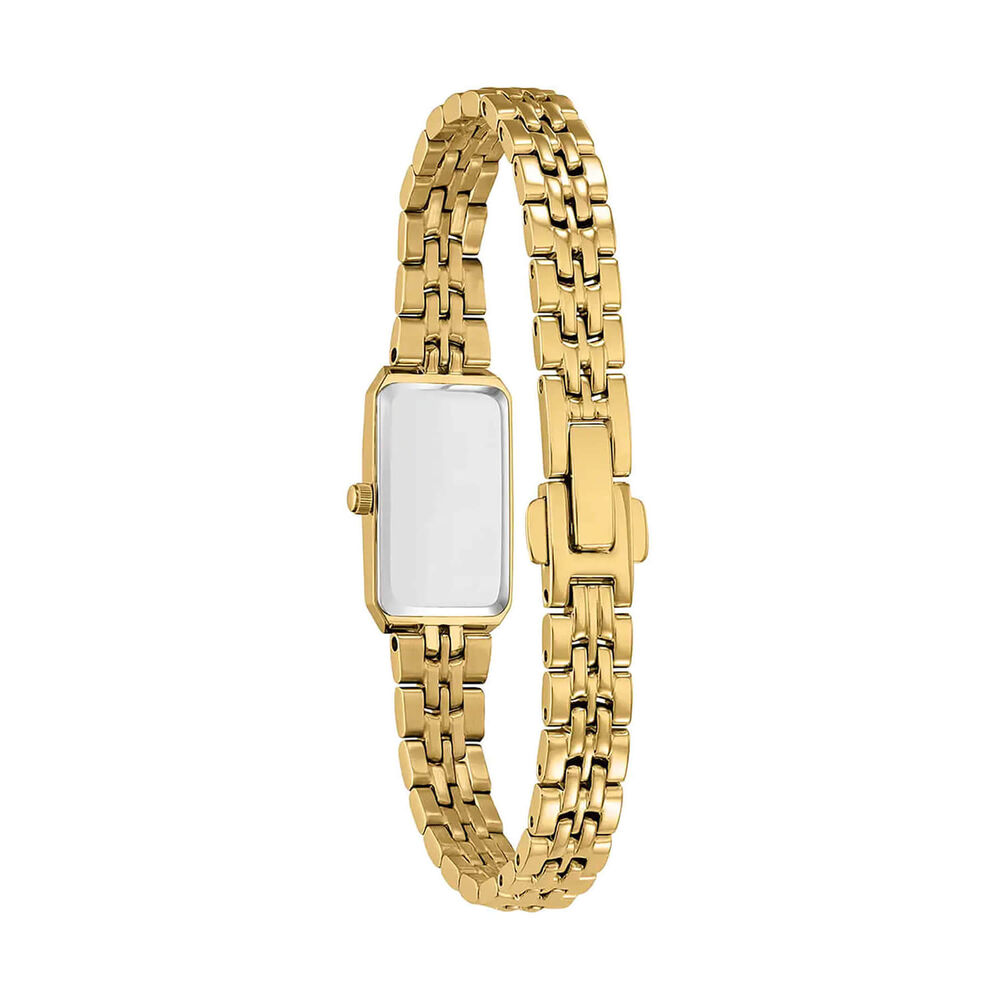 Citizen Silhouette 26mm Rectangular Mother of Pearl Dial Gold Tone Steel Bracelet Watch image number 2