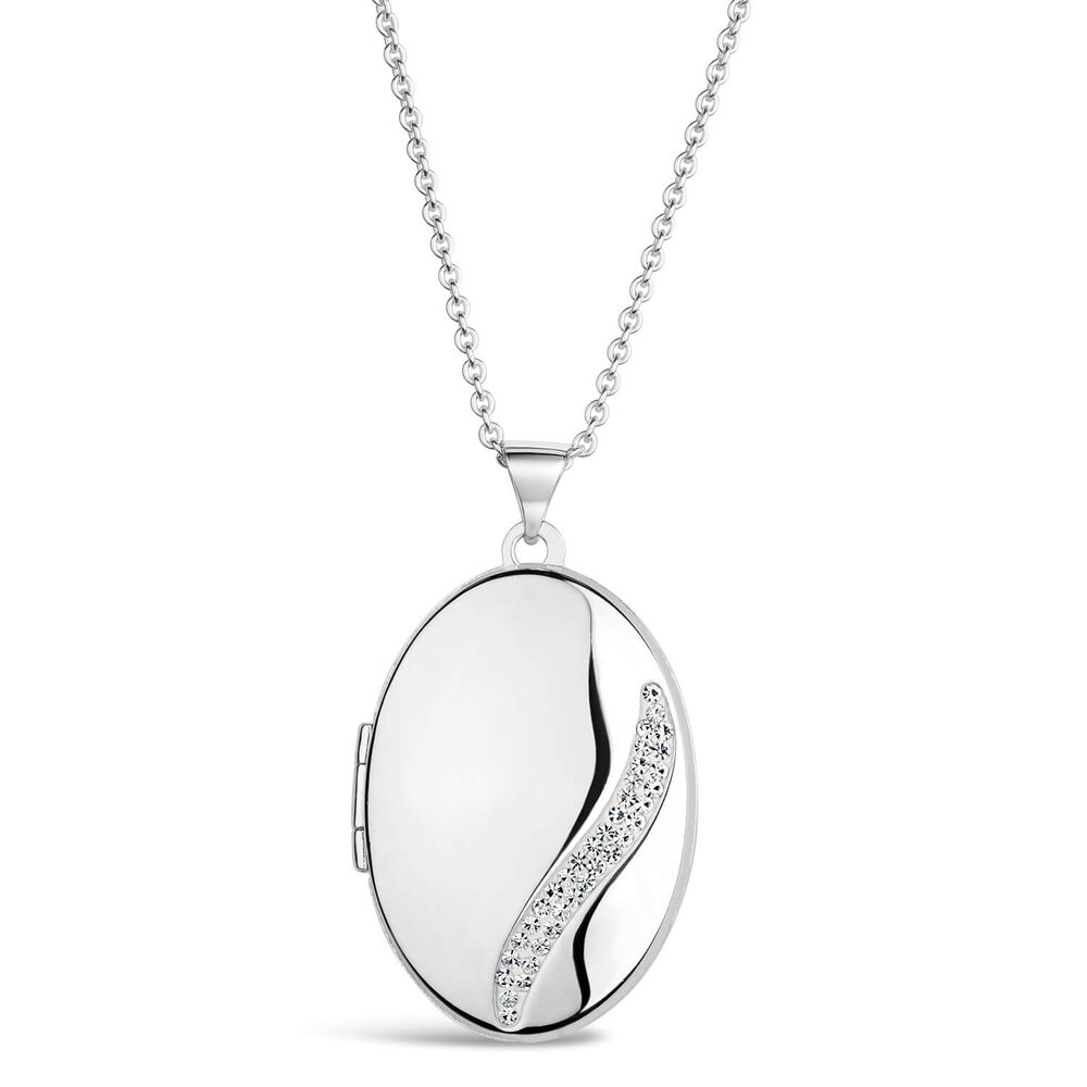 Silver cubic zirconia locket (Chain Included) image number 0