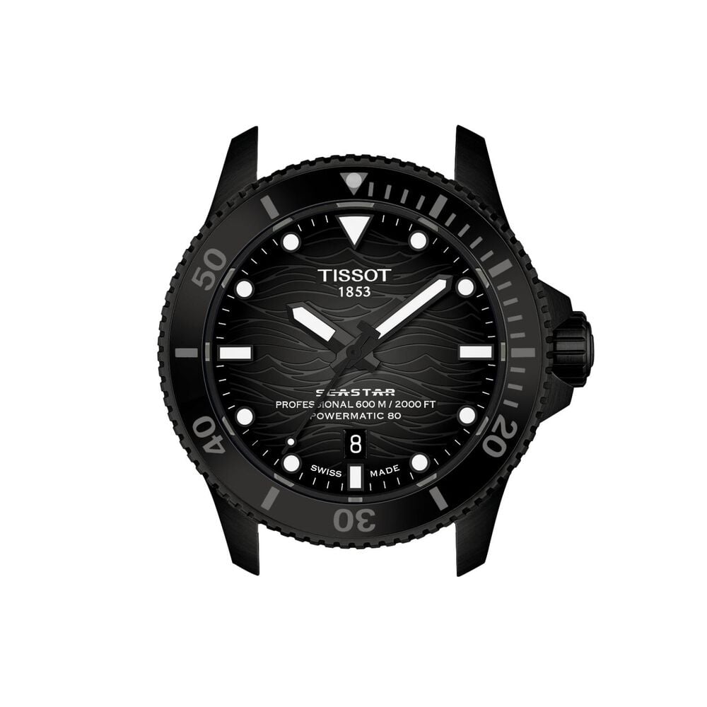 Tissot Seastar 2000 44mm Black Gradient Dial Leather Strap Watch