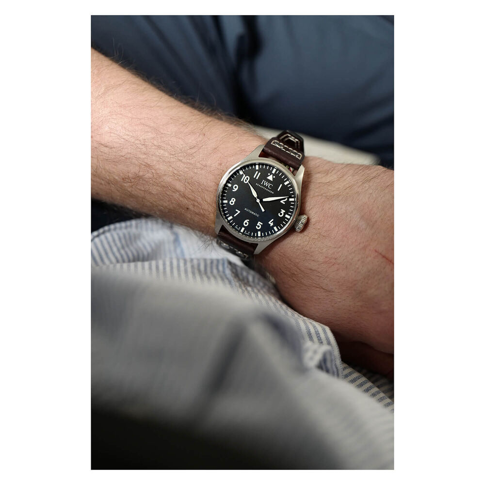 IWC Schaffhausen Big Pilot's Watch 43 Black Dial Brown Strap Watch image number 3