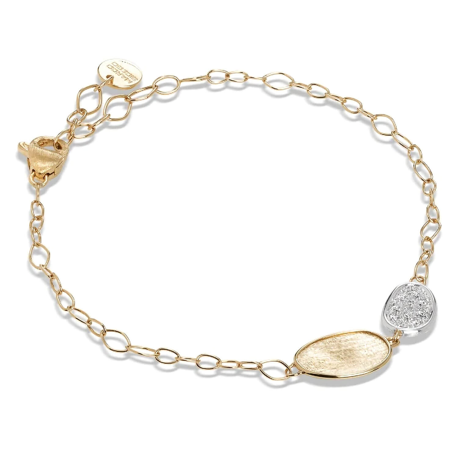 Marco Bicego Lunaria 18ct Yellow Gold Diamond Petite Double Leaf Bracelet