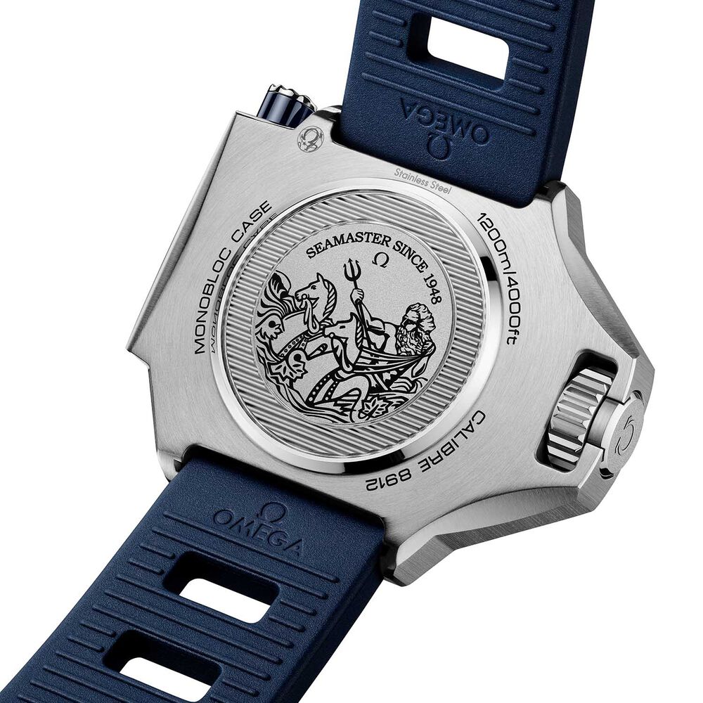 OMEGA Seamaster Ploprof 1200M 55x45mm Summer Blue Dial Blue Rubber Strap Watch image number 3