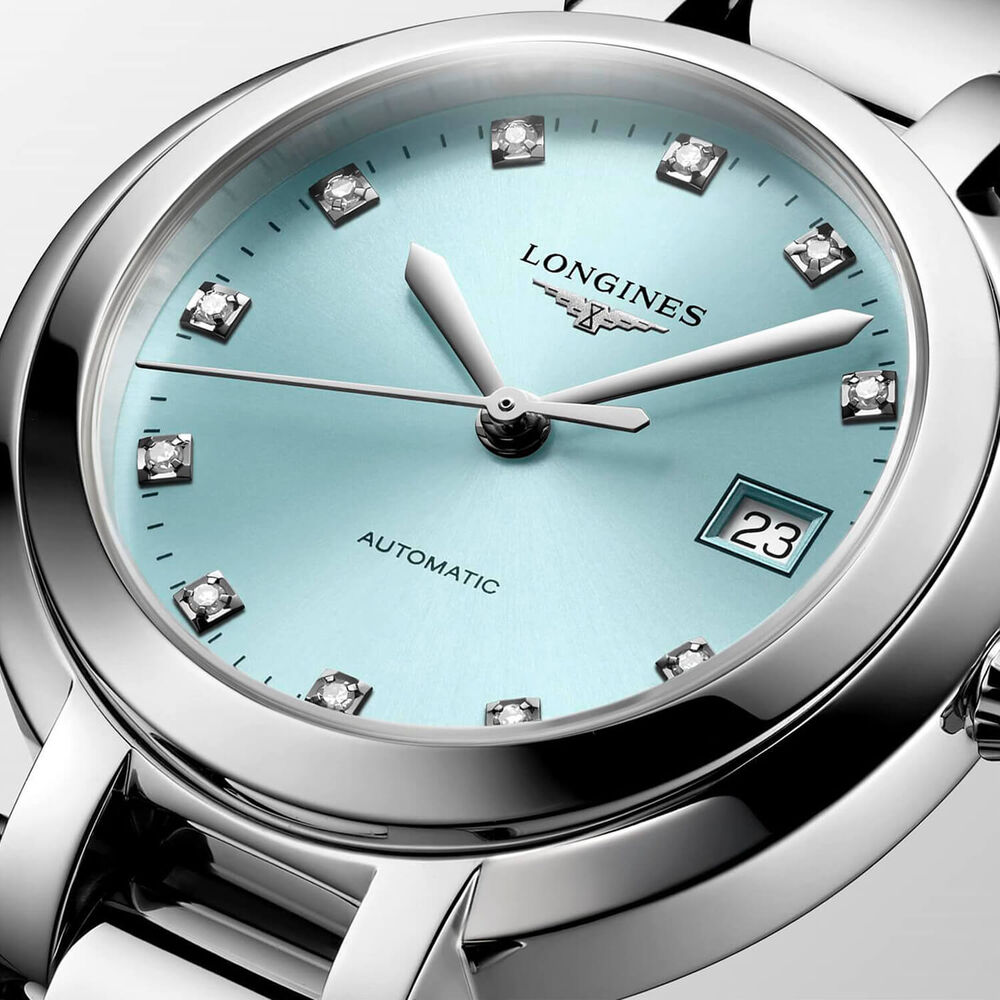 Longines Primaluna 30mm Blue Dial Diamond Dot Steel Bracelet Watch image number 3