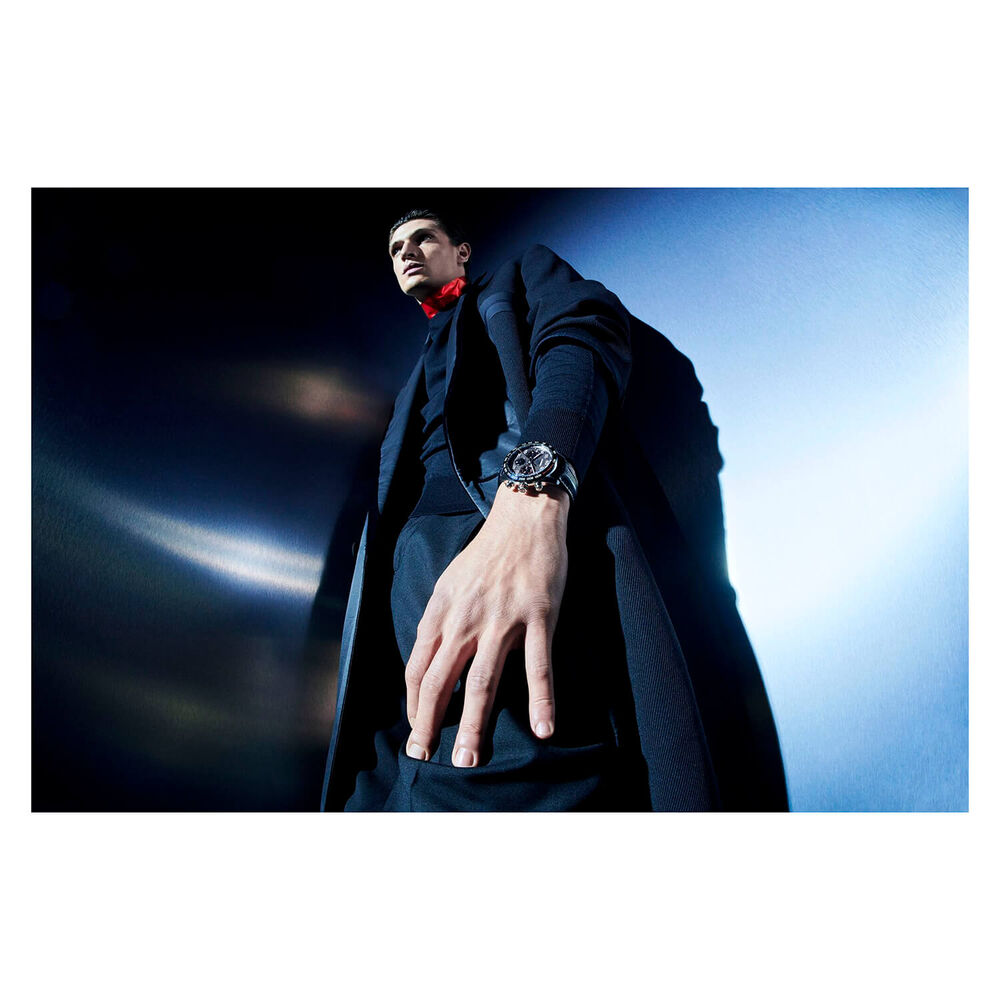 TAG Heuer Carrera Chronograph x Porsche 44mm Black Dial & Bezel Leather Strap Watch image number 8